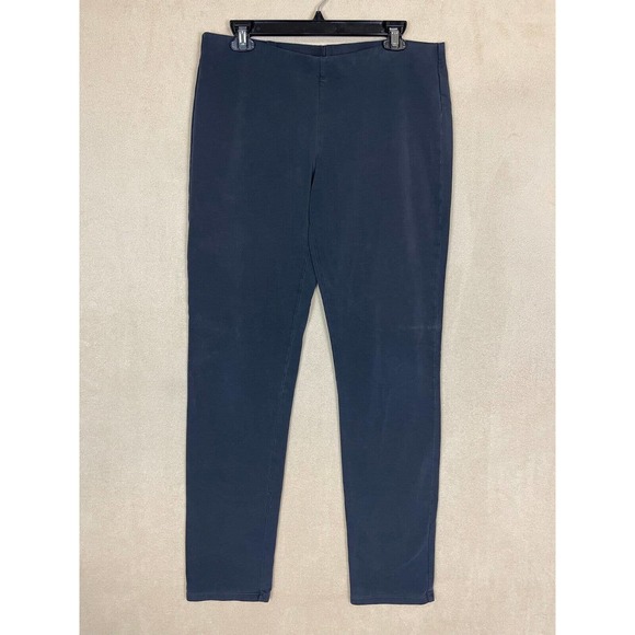 Eileen Fisher Pull On Pants Womens M Black Elastic Waist Mid Rise Regular Fit - Picture 1 of 8